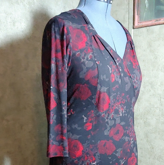 Talbot's Rose Print Dress, Sweetheart Neckline - Picture 2 of 5